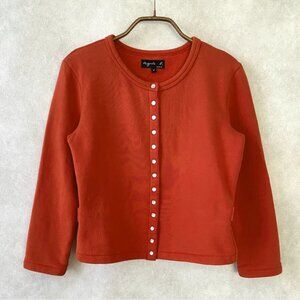agnes b. Snap Button Cardigan Pression Brushed Lining Size 1 (XS-S) Orange-red